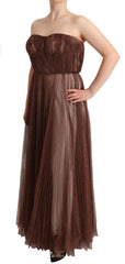 Dolce & Gabbana Maxikleid aus metallisch-bronzefarbenem Polyester