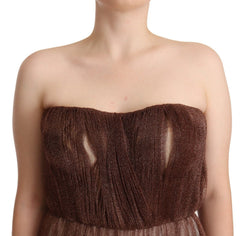 Dolce & Gabbana Maxikleid aus metallisch-bronzefarbenem Polyester