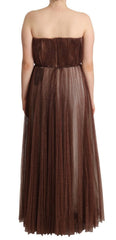 Dolce & Gabbana Maxikleid aus metallisch-bronzefarbenem Polyester