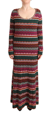 Missoni Multicolor Gestreiftes StrickMaxikleid aus Wolle