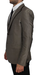 Dolce & Gabbana Brauner schmal geschnittener Seidenblazer mit zwei Knöpfen