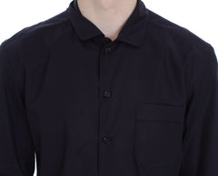 Dolce & Gabbana Lila gestreiftes Pyjama Loungehemd aus Baumwolle