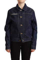Master Coat Dunkelblaues Button-Down Jeansjacke mit langen Ärmeln