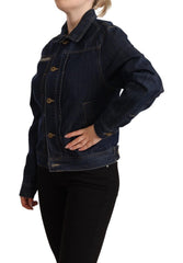 Master Coat Dunkelblaues Button-Down Jeansjacke mit langen Ärmeln