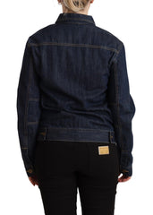 Master Coat Dunkelblaues Button-Down Jeansjacke mit langen Ärmeln
