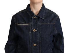 Master Coat Dunkelblaues Button-Down Jeansjacke mit langen Ärmeln
