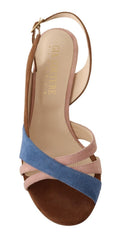 GIA COUTURE Multicolor Suede Leather Slingback Heels Sandals Shoes