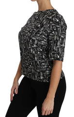 Dolce & Gabbana Seidenbluse mit Noten-Print in Schwarz