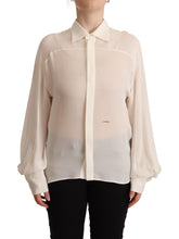Dsquared² Off-White Seidenbluse Langarm Blusentop mit Kragen