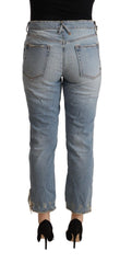 CYCLE Hellblaue Distressed Jeans mit mittelhohem Bund und Cropped-Schnitt