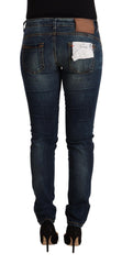 Eight Blue Washed Cotton Slim Fit Denim Low Waist Jeans