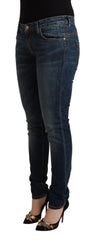 Acht blaue Washed Cotton Low Waist Slim Fit Denim Jeans
