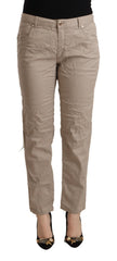 Acht beigefarbene Tencel Mid-Waist Tapered Casual Hosen