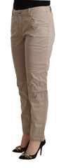 Acht beigefarbene Tencel Mid-Waist Tapered Casual Hosen