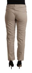 Acht beigefarbene Tencel Mid-Waist Tapered Casual Hosen
