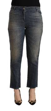 Twinset Blauw Gewassen Katoenen Cropped Capri Dames Spijkerbroek