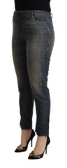Twinset Blau Gewaschene Baumwolle Verkürzte Capri Damen Jeans