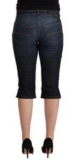 GF Ferre Blue Cotton Stretch Low Waist Slim Capri Jeans aus Denim