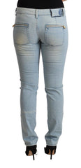 MILA SCHÖN Hellblaue Baumwoll-Denimjeans mit mittlerer Bundhöhe und schmaler Passform