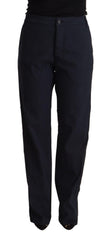Exte Black High Waist Tapered Cotton Pants