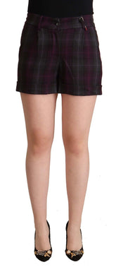 BENCIVENGA Mehrfarbige karierte Shorts mit mittelhohem Bund und gefaltetem Saum