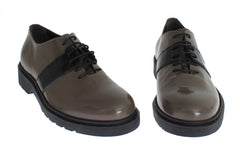 KI_ Graubraune Leder-Schnürschuhe