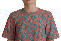 Dolce & Gabbana Pinkes Baumwoll-T-Shirt mit Segelboot-Print