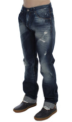Acht Blue Wash Baumwoll-Denim Regular Fit Jeans