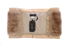 Dolce & Gabbana Beige NERZ Pelzschal Foulard Halswickel