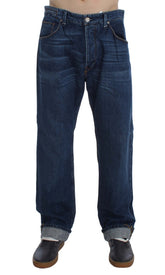 Acht blauwe katoenen baggy loose fit jeans