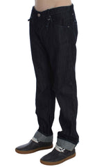 Acht blaue Regular Straight Fit Jeans aus Baumwolle