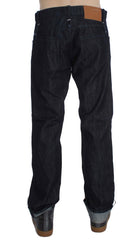 Acht blaue Regular Straight Fit Jeans aus Baumwolle