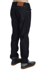 Acht blaue Regular Straight Fit Jeans aus Baumwolle