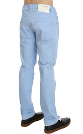 Acht Blauwe Katoen Stretch Lage Taille Slim Fit Jeans