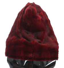 Dolce & Gabbana Bordeaux Hamsterfell Häkelkapuze Schal Mütze
