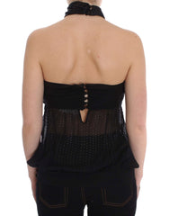 Exte Black Neck Wrap Top Blouse