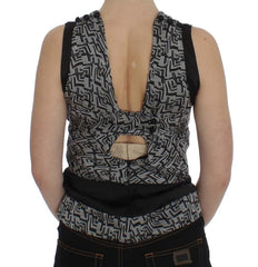 Karl Lagerfeld Grau Schwarz Seidenbluse Top