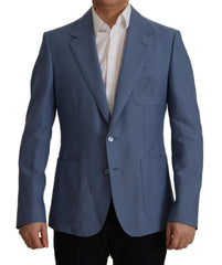 Dolce & Gabbana Blauer Einreihiger Logo-Blazer