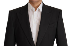 Dolce & Gabbana Schwarzer Blazer aus Wolle mit einfacher Knopfleiste v