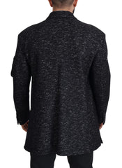 Dolce & Gabbana Schwarzer Doppelreiher aus Wolle Herrenjacke