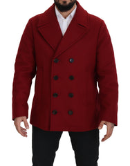 Dolce & Gabbana Roter Zweireihiger Wollmantel