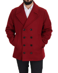 Dolce & Gabbana Roter Zweireihiger Wollmantel