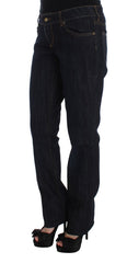 Cavalli Blue Cotton Straight Fit Stretch Jeans