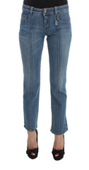Costume National Blaue Baumwoll-Cropped Jeans mit schmaler Passform