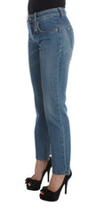 Costume National Blaue Baumwoll-Cropped Jeans mit schmaler Passform