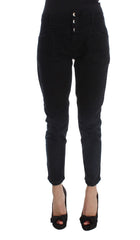 Costume National Black Cotton Slim Fit Cropped Jeans