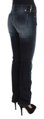 Costume National Blaue Slim-Fit Bootcut Jeans aus Baumwolle
