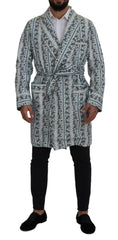 Dolce & Gabbana Blauer Roben-Mantel aus Baumwolle mit Blumenmuster