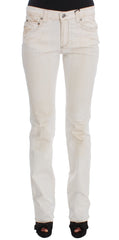 Costume National Weiße Slim Fit Bootcut Jeans aus Baumwolle