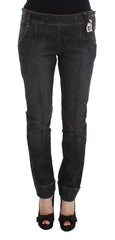 Ermanno Scervino Graue Slim Fit Jeans aus Baumwolle